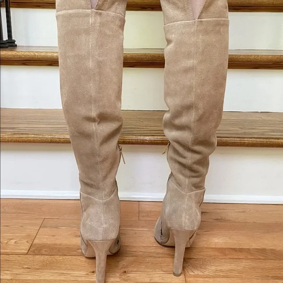 Joie Bentlee Suede Leather Over The Knee Heeled Boots Sz 36B - Picture 5 of 10